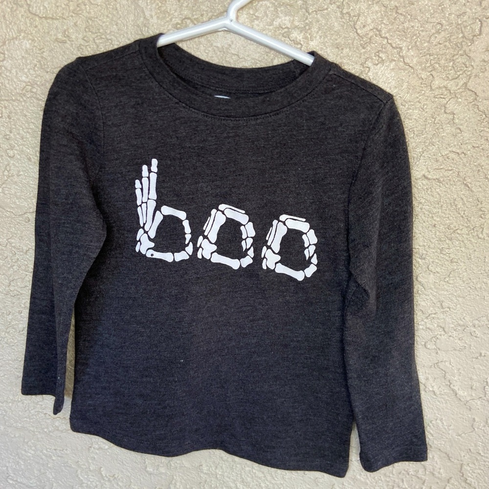Old Navy Halloween Boo Long Sleeve T-Shirt Size 4T Gray 100% Cotton Unisex